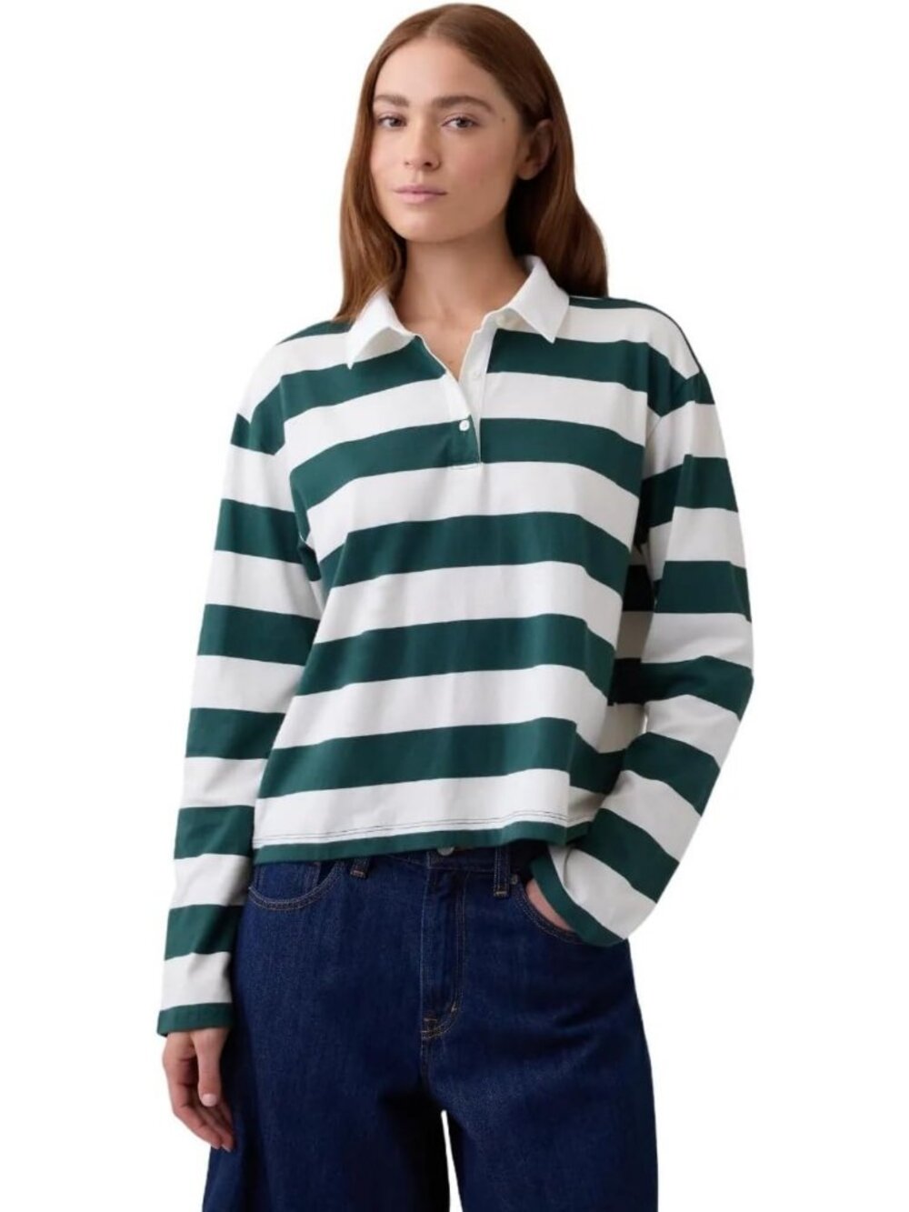 Chic Women's Long Sleeve Rugby Polo Shirt - Stylish Casual Top for Everyday Wear